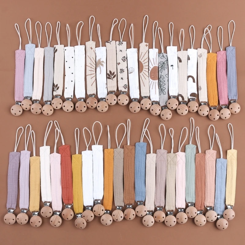 

Cotton Rope Pacifier Chain Wood Dummy Clip Teething Toy Pacifier Clip Anti-Lost String Nipple Chain Infant Teether Strap A2UB