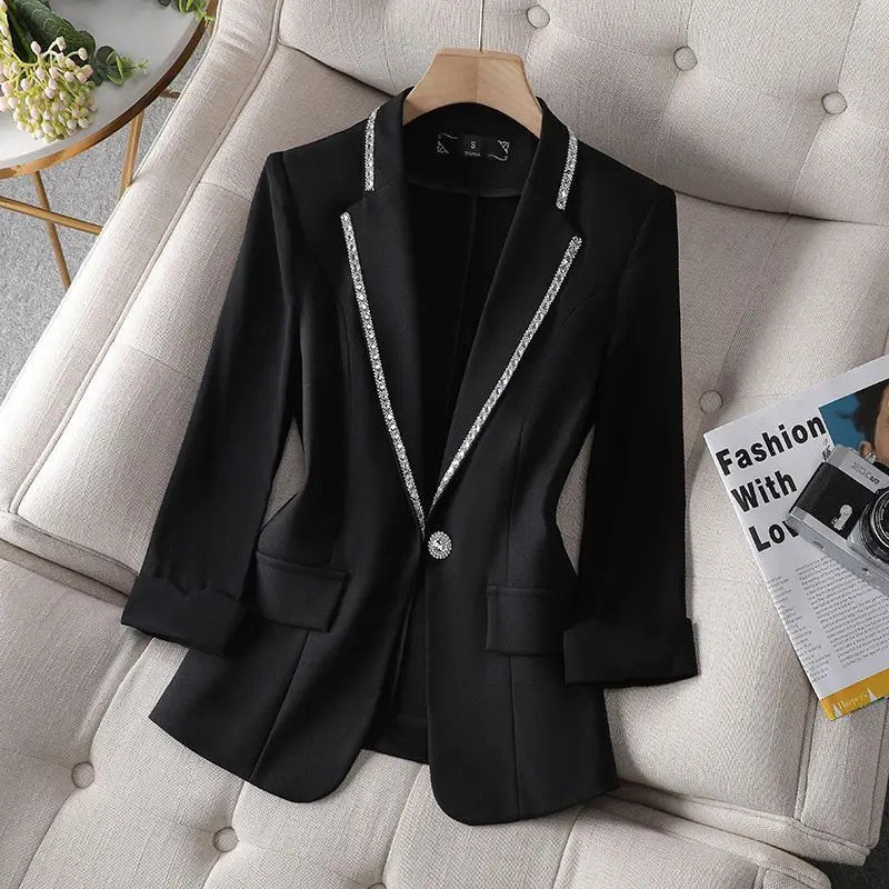 Diamond-encrusted Suit 2023 Spring and Summer New High-end Small Jacket Design Sense of Fashion Casual Suit