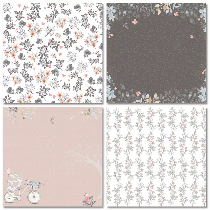 

12pc Bunny With Love Patterned Craft Paper Scrapbooking Paper Pack Handmade Album Scrapbook Background Pad Paper Card Making