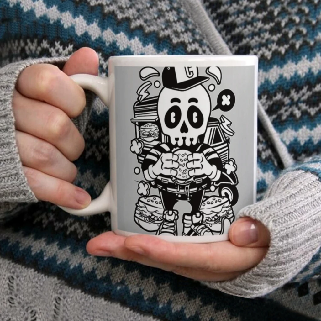 Кофейная кружка с принтом черепа 11 унций забавная керамическая чашка для кофе