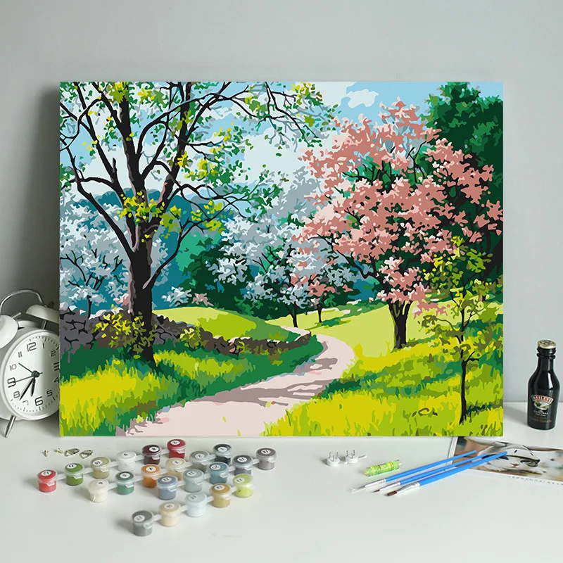 

1661Ann-Tulip diy Цифровая масляная живопись, картина маслом, Акриловая картина с цветами, взрыв, ручная работа, пейзаж, живопись