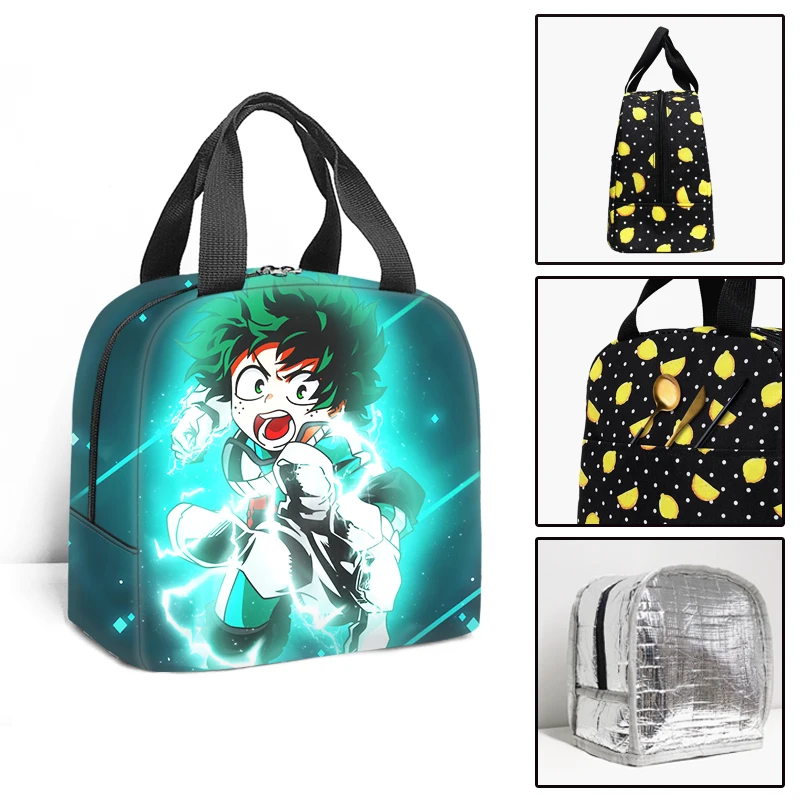 Boku No Hero Academia Portable Cooler Lunch Bag Thermal Insulated Bags Food Picnic Lunch Box Bag for Men Women Kids