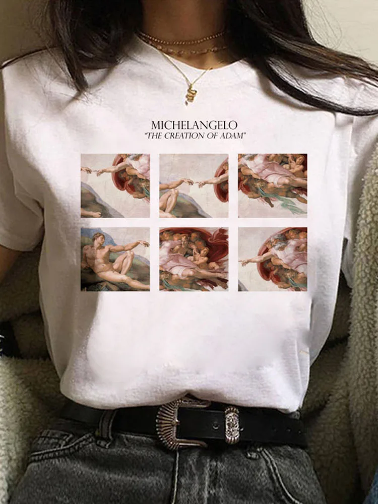 

Vaporwave Michelangelo Tshirt Aesthetic T Shirt Women Fashion Harajuku Tshirt Casual Graphic T-shirt Tee Female Tops Tee Clothe