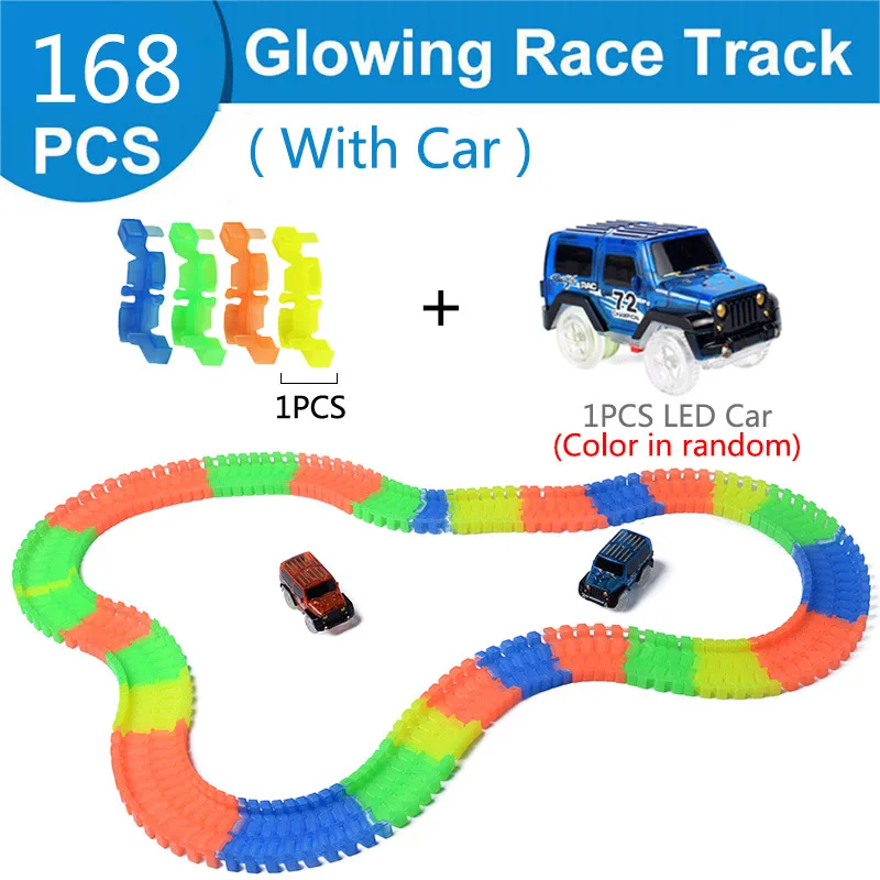 Railway Magical Glowing Flexible Track Car Toys Children Racing Bend Rail Track Led Electronic Flash Light Car DIY Toy Kids Gift images - 6