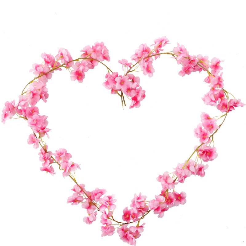 

Sakura Vine Simulation Cherry Blossom Rattan Artificial Flower Wedding Arch Decoration DIY Silk Ivy Wall Hanging Garland Wreath