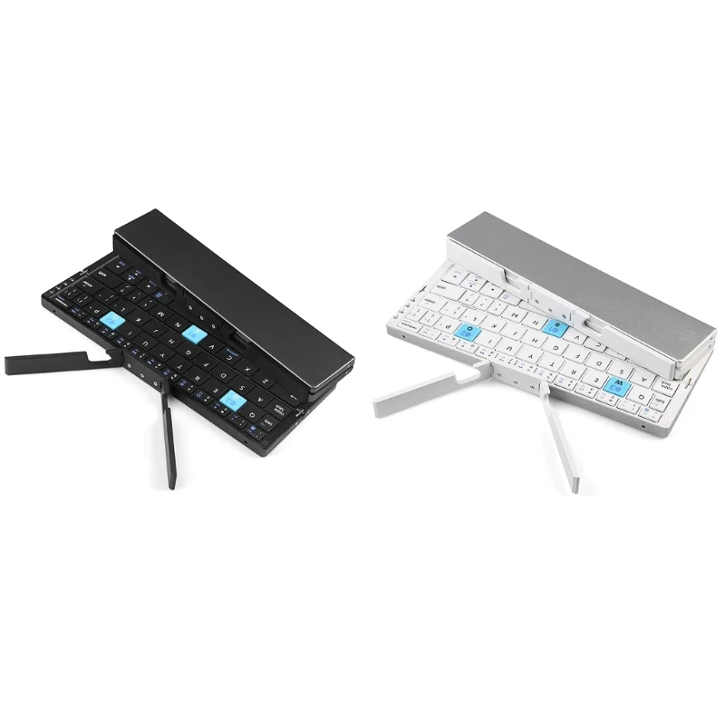 

Aluminum Alloy Foldable Bluetooth-compatible Keyboard Compact Wireless Rechargeable Keypad with Stand Ergonomic Designs