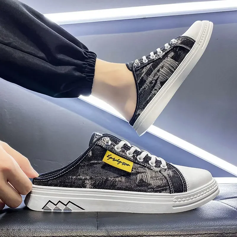 Тапки мужские резиновые повседневные сланцы холщовые модные элегантные удобные