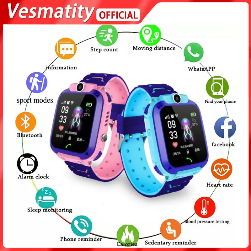 

For Apple Huawei Xiaomi Q12 Children's Smart Waterproof Watch SOS Phone Watch Smartwatch For Kids Take Photo IP67 Kids Gift