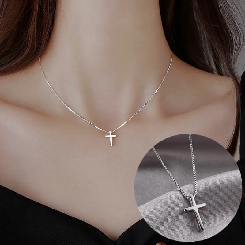 

2022 New Fashion Cross Pendant Necklace for Women Men Religious Gold Silver Plated Choker Gift Faith Necklace Christian Jewelry