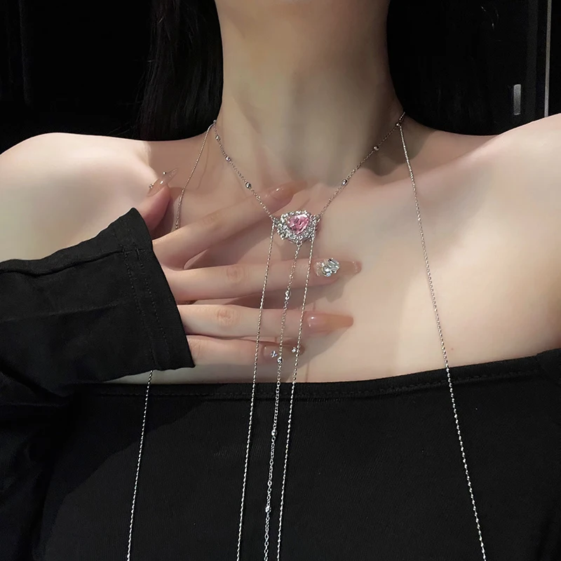 BXA сексуальные цепочки для тела Gyaru подвесное ожерелье на шею с цирконием чистая