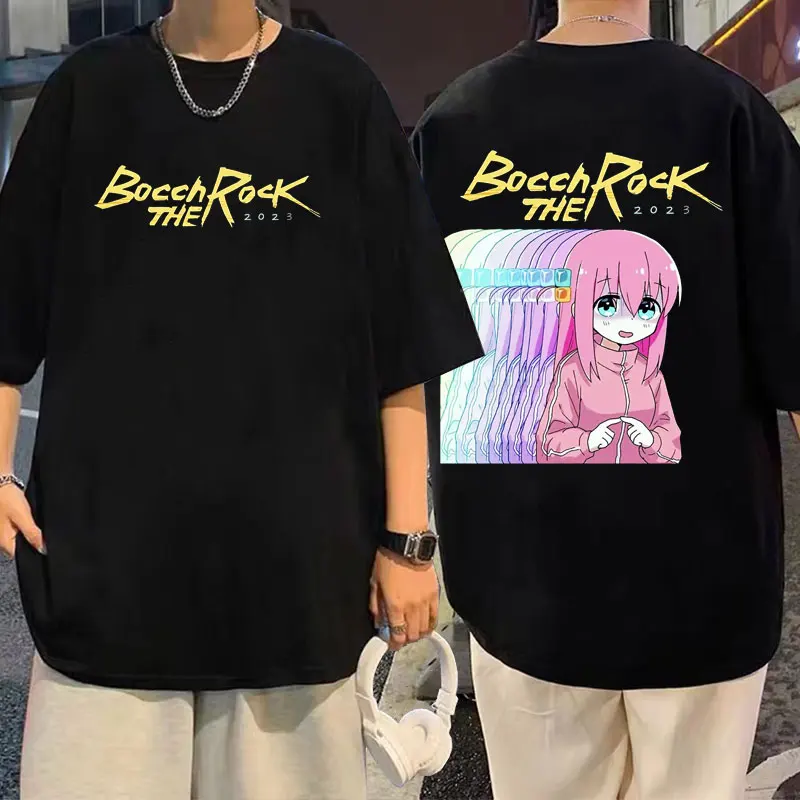 

Anime Bocchi The Rock Tshirt Manga Hitori Gotoh Double Sided Printed T Shirt Summer Men Women Fashion Oversized Cotton T-shirts