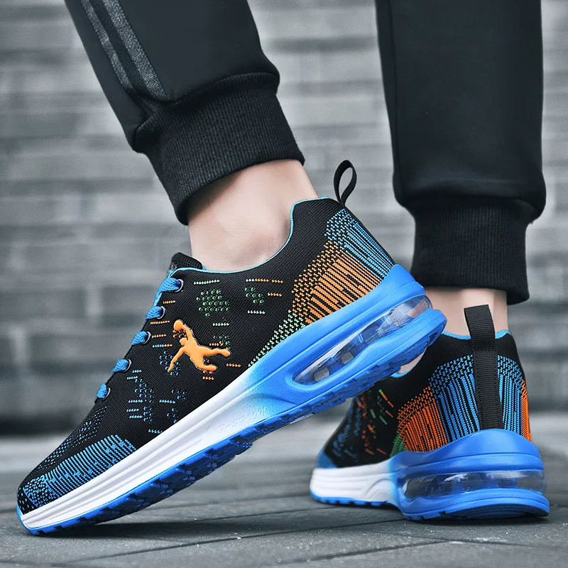 Summer Knitting Air Cushion Running Shoes Unisex Non-slip Men Training Shoes Breathable Men's Running Sneakers Large Size 36-47