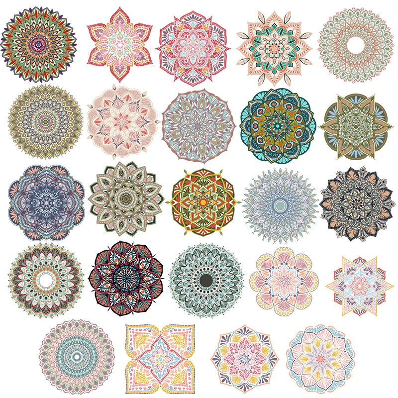 

Mandala Yoga Heat Transfer Print T-shirt Sweat shirt Hot Stamping DIY Set Apron washable Decorative Sticker