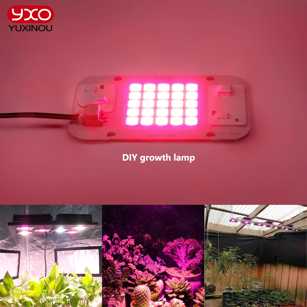 

YXO Driverless Samsung lm283b red 660nm Led Grow Light Chip DOB AC COB Module 50W Lamp Beads No Need Driver For Indoor Plant