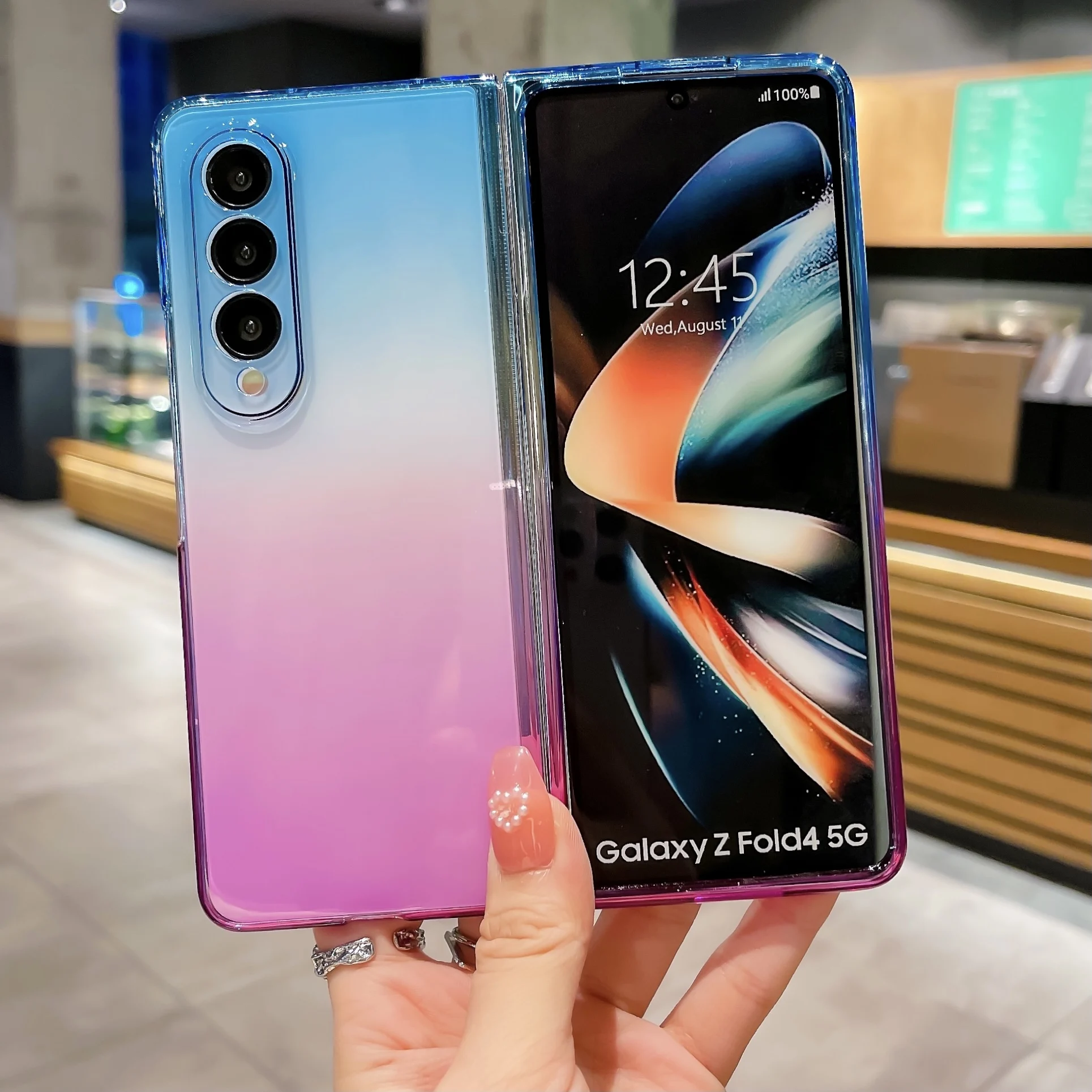 

Fashion Gradient Color Phone Case For Samsung Galaxy Z Fold 4 3 5G Transparent 2 in 1 Combo Hard Shockproof Cover