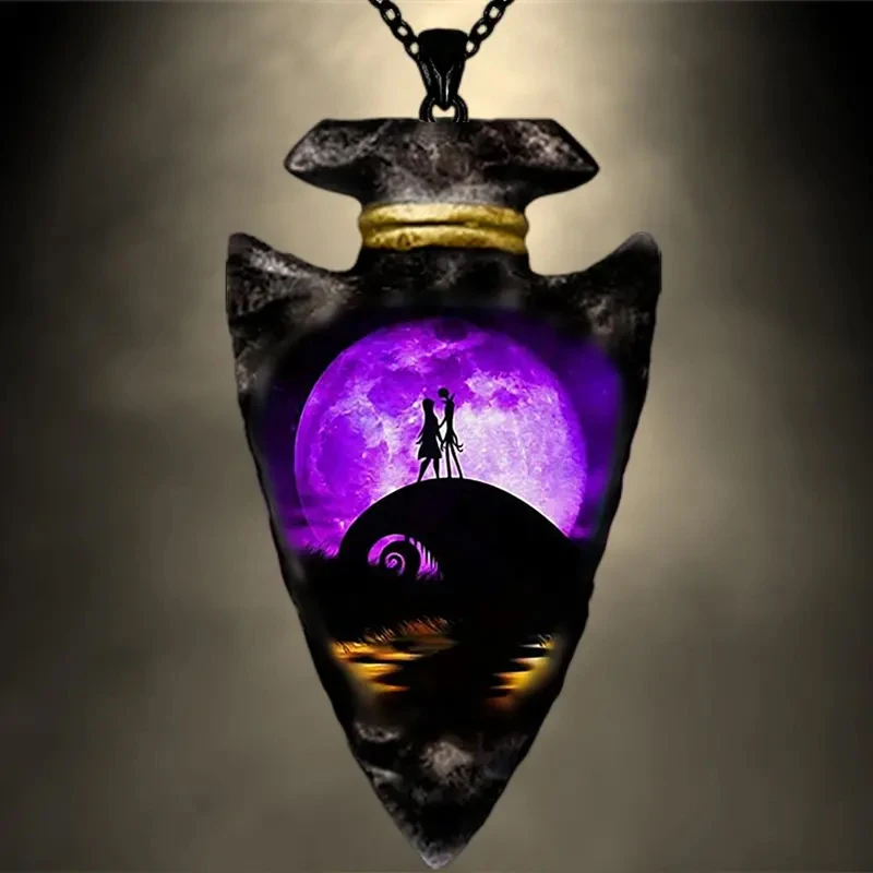 

Creative Gothic Accessories Skull Ghost Geometric Triangle Pendant Necklace