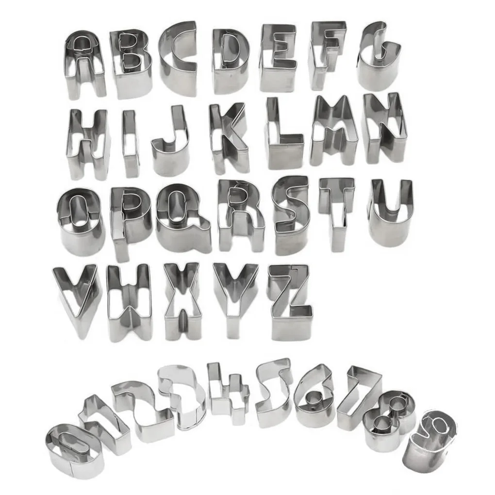 

37pcs Alphabet Number Biscuit Mold Stainless Steal Cookie Slicer Letter Decorating Mould Set