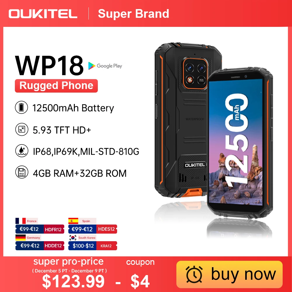 Oukitel WP18 12500mAh Rugged Smartphone 5.93