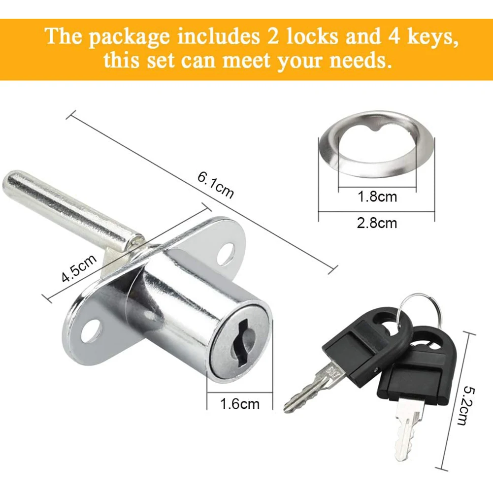 

Zinc Alloy Drawer Lock With 2pcs Keys Multi-layer Plating Anti-rust For Cabinet Bookcase Drawer Silver Cam Lock Home Hardwares