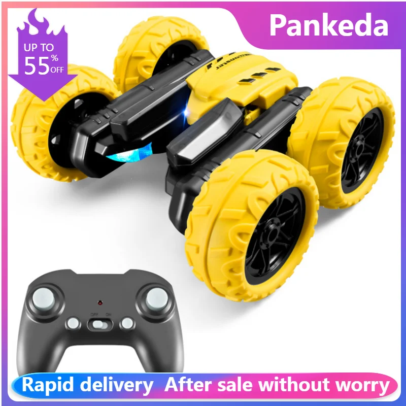 

Mini stunt remote control car, 2.4GHz remote control car, text confession double-sided flip rotating car, children's toys gifts