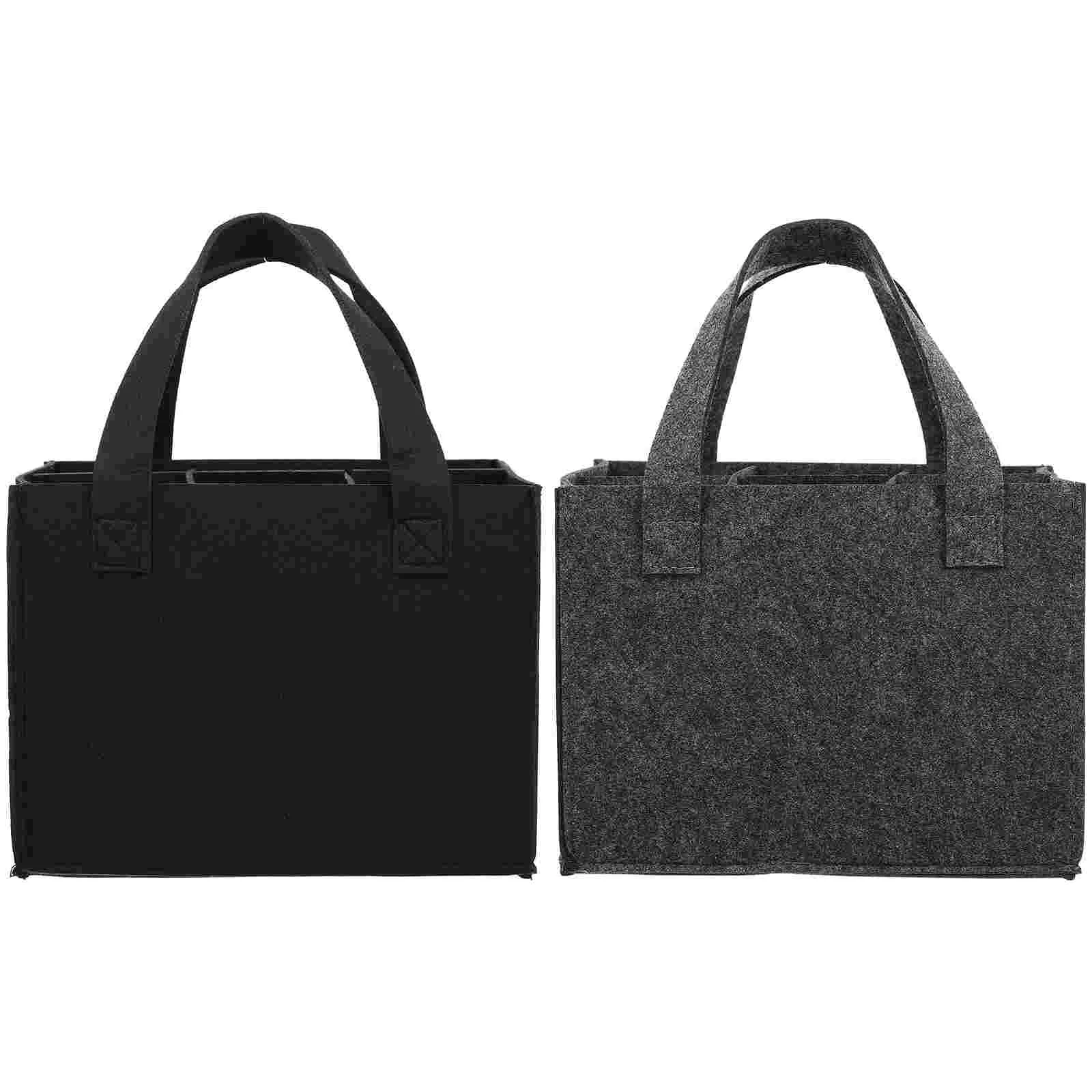 

2 Pcs Box Bottle Tote Bag Travel Handbag Compartmentalized Bag Bags Bottles Gifts Carrier Tote