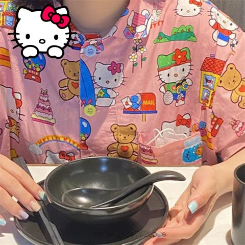 Sanrio Hello Kitty Cute Bear 2022 Pink Cartoon Printed T-Shirt Women's Fashion Short Sleeve Clothes Vintage Sweet Harajuku Y2k
