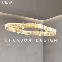 affordable luxury style crystal restaurant hanging line lamp home dining room chandelier simple pospheric long table lamps