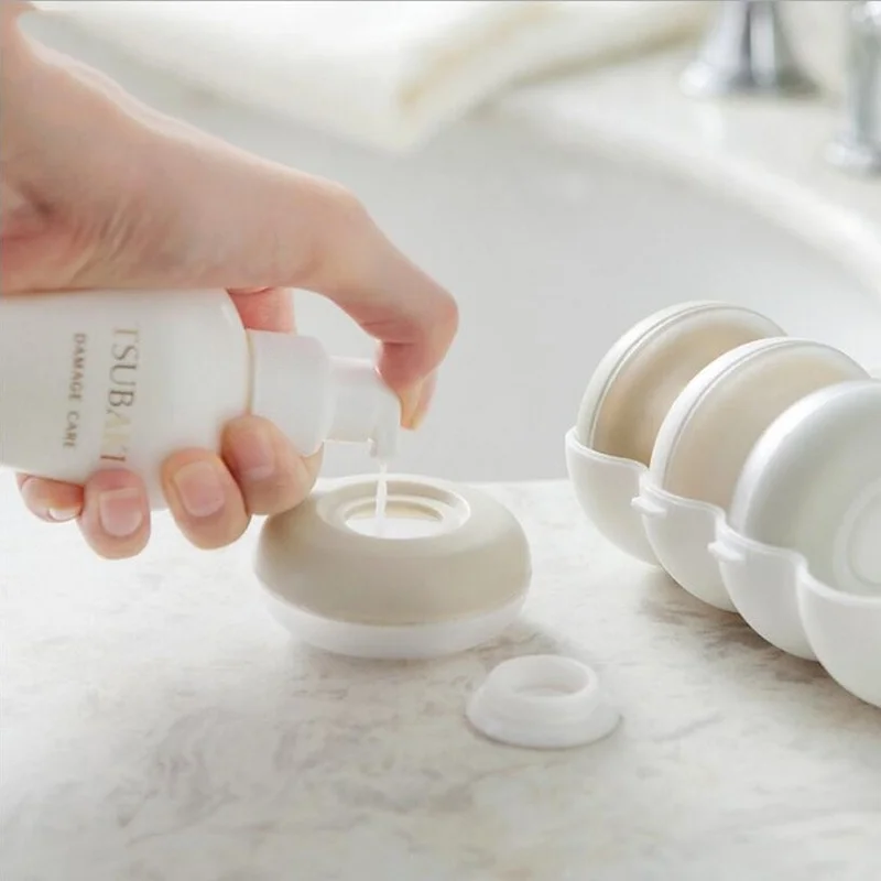 

4pcs/set White Refillable Bottles Travel Portable Press Lotion Bottle Set Toiletry Storage Box Travel Empty Bottle Set
