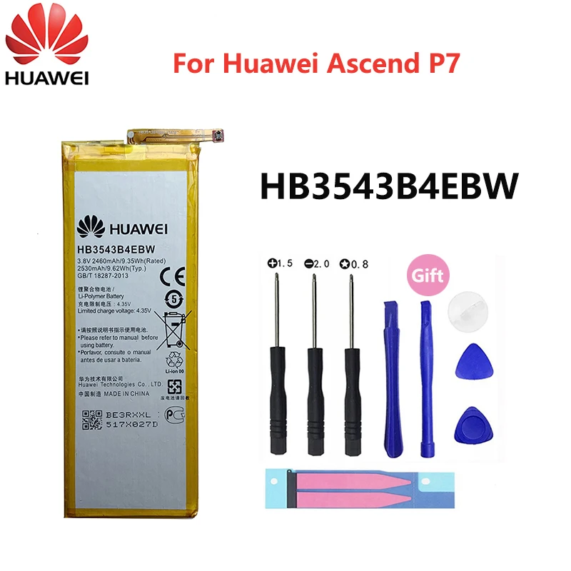 

100% Original Hua wei P7 HB3543B4EBW 2460Mah Battery Replacement li-battery For Huawei Ascend P7 L07 L09 L00 L10 L05 L11 Phone