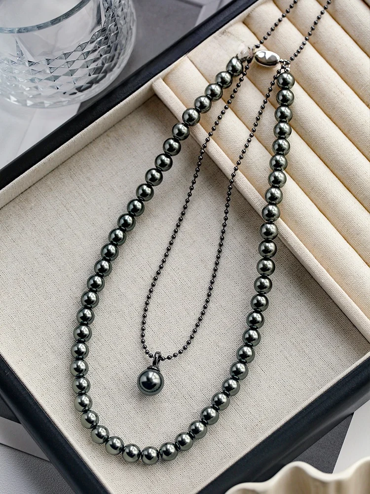 Qixuan | Ni Gao Ye Same Sle австрийское ожерелье с подвеской из жемчуга Шицзя и тахиди черным
