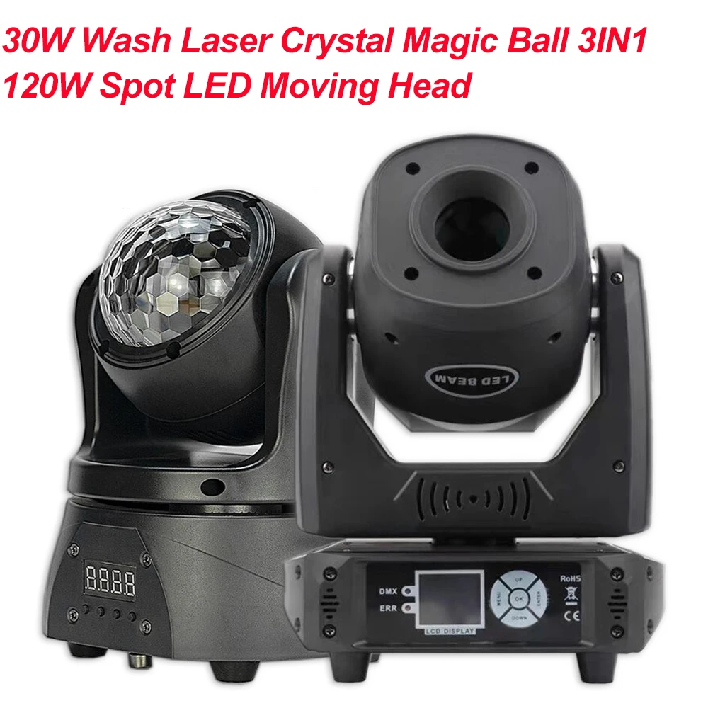 120W Spot LED Moving Head Light Professional Wash Laser Crystal Magic Ball Effect Stage Lights Disco DJ Music Party Club Dance
