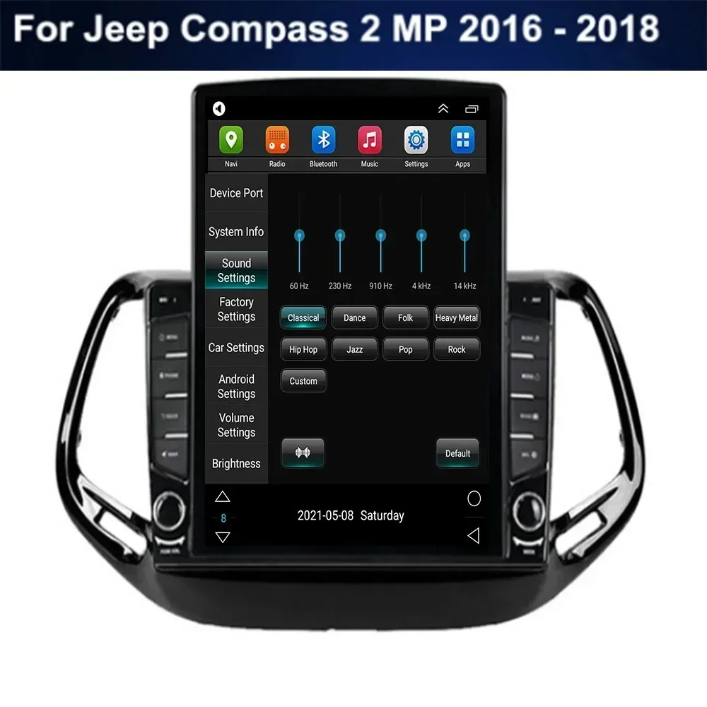 Для Tesla Style 2Din Android 13 Автомобильный радиоприемник для Jeep Compass 2MP 2016-35 Мультимедийный