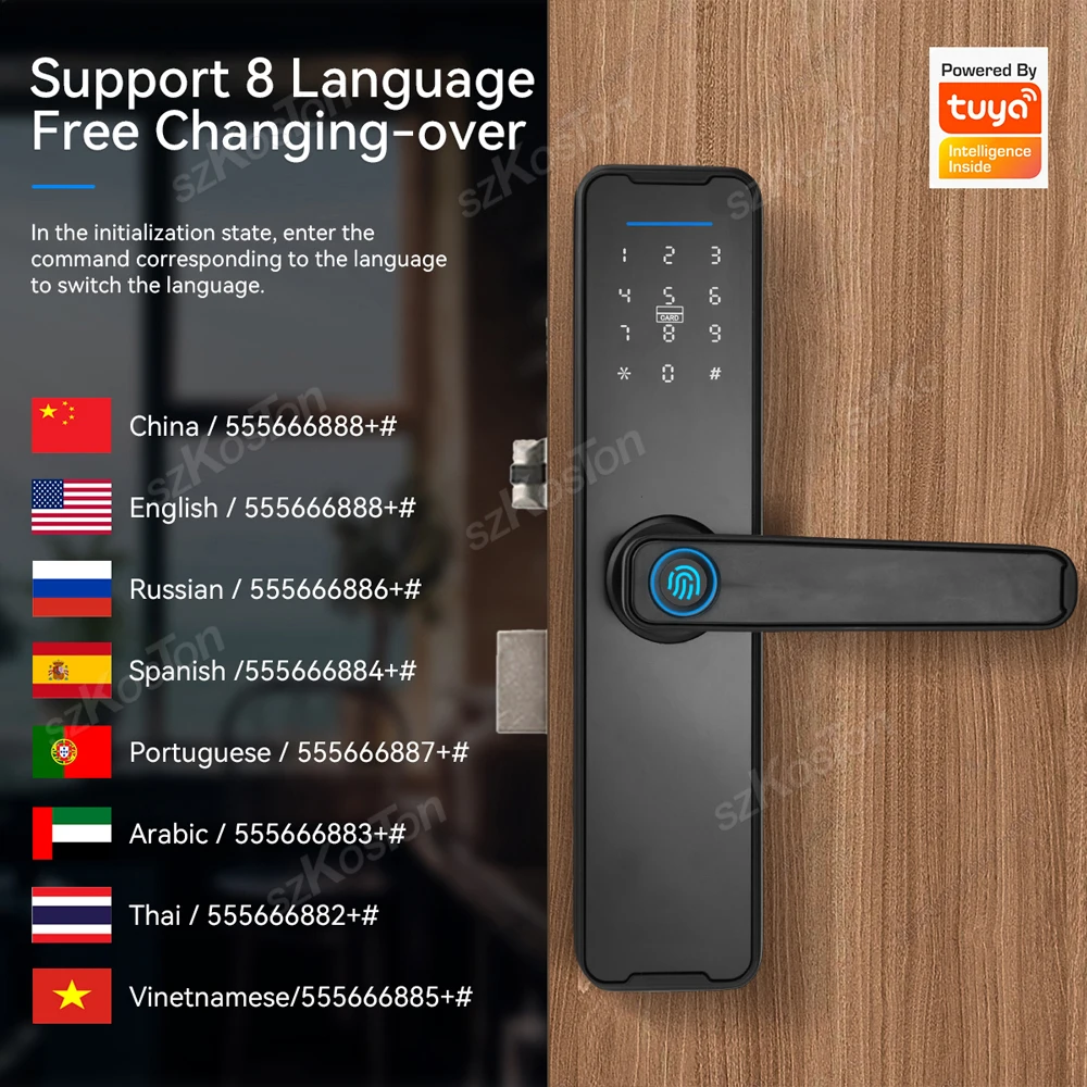 

Электронный дверной смарт-замок Tuya, биометрические замки со сканером отпечатков пальцев, с паролем, IC-картой, с ключом Smart Life, для защиты дома