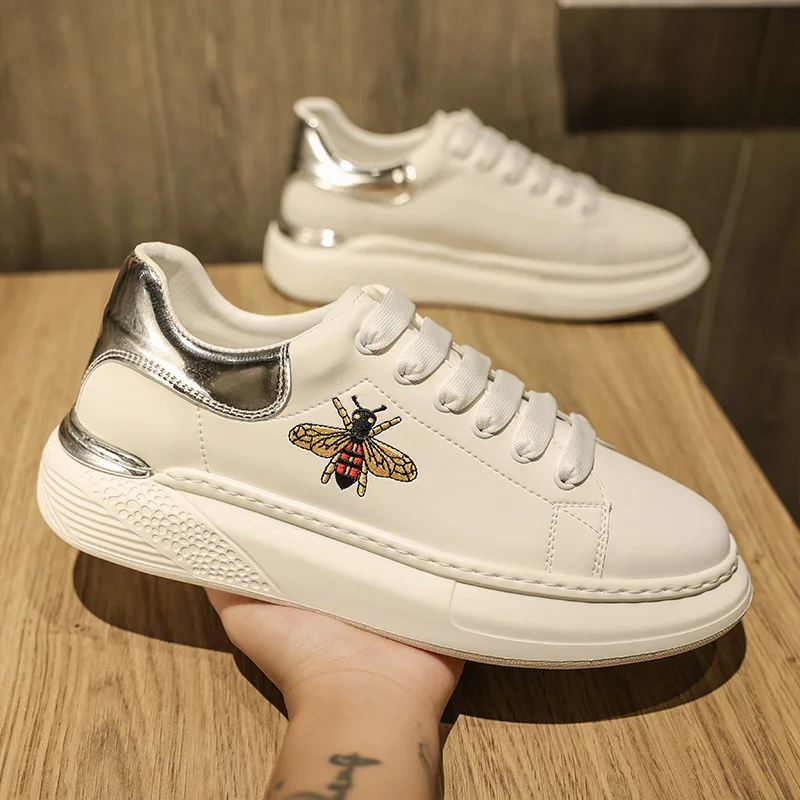 

Кроссовки мужские на платформе, повседневные Нескользящие кроссовки на массивной подошве, с принтом, белые, 2023