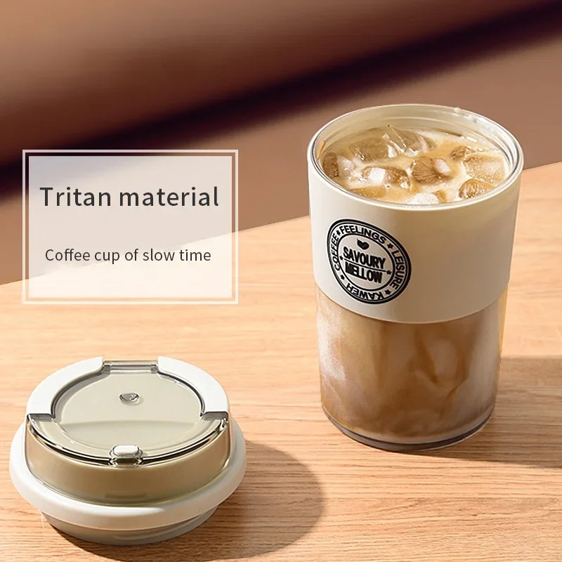 

Coffee Cup Milk Tea Simple Carry-on Cup Outdoor Leisure Sealed Leak-Proof Portable Cup Vacuum with Cover For Gifts