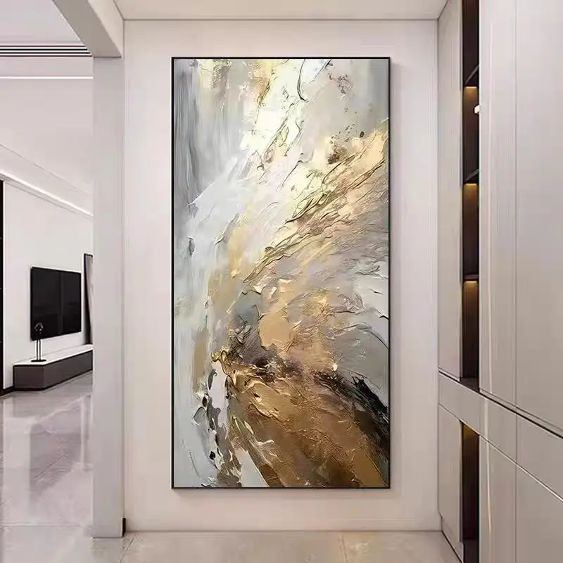 

Абстрактная картина маслом с золотой фольгой MYT Style Home Decoration