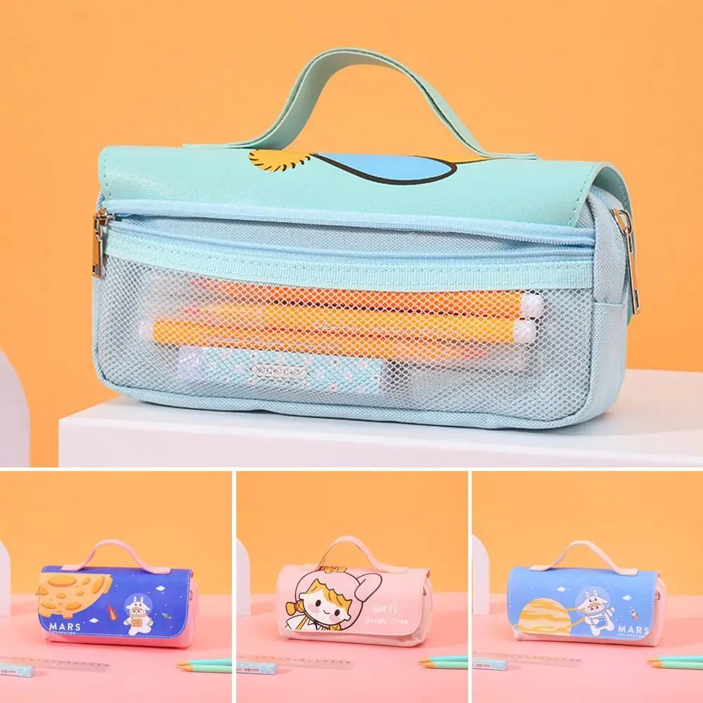 

Двойная ручная мультяшная сумка для карандашей, милая вместительная сумка для канцелярских принадлежностей, креативная сумка для карандаш...