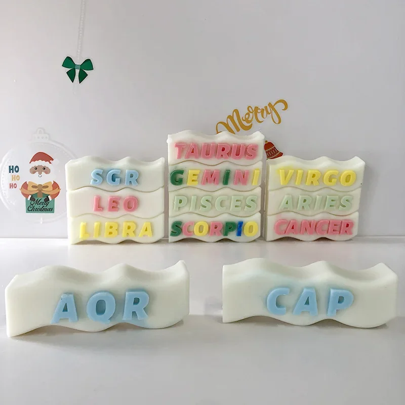 3D эпоксидная силиконовая форма с алфавитом Двенадцать созвездий волнистая