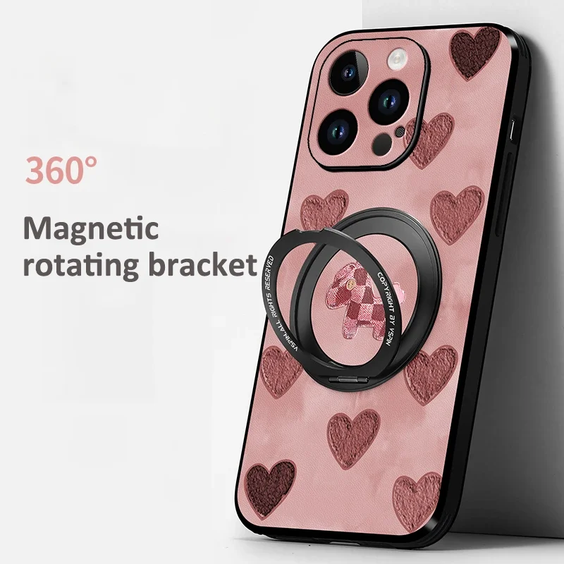 Фото Противоударный чехол-подставка для телефона iPhone 17 16 Pro Max 13 12 11 Pro XR XS Max, чехол на палец, кольцо, любовь, сердце, лошадь, funda carcasa, новинка №2