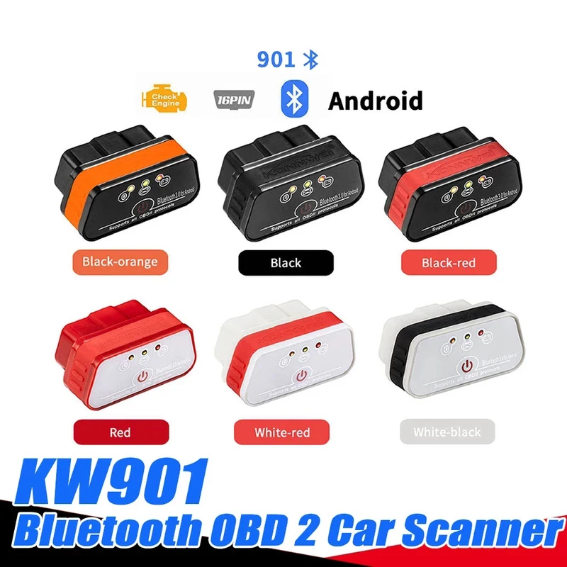 

KONNWEI KW901 ELM327 OBD2 Bluetooth Car Diagnostic tool KW 901 elm 327 wifi for Android/IOS 2017 New code reader scanner