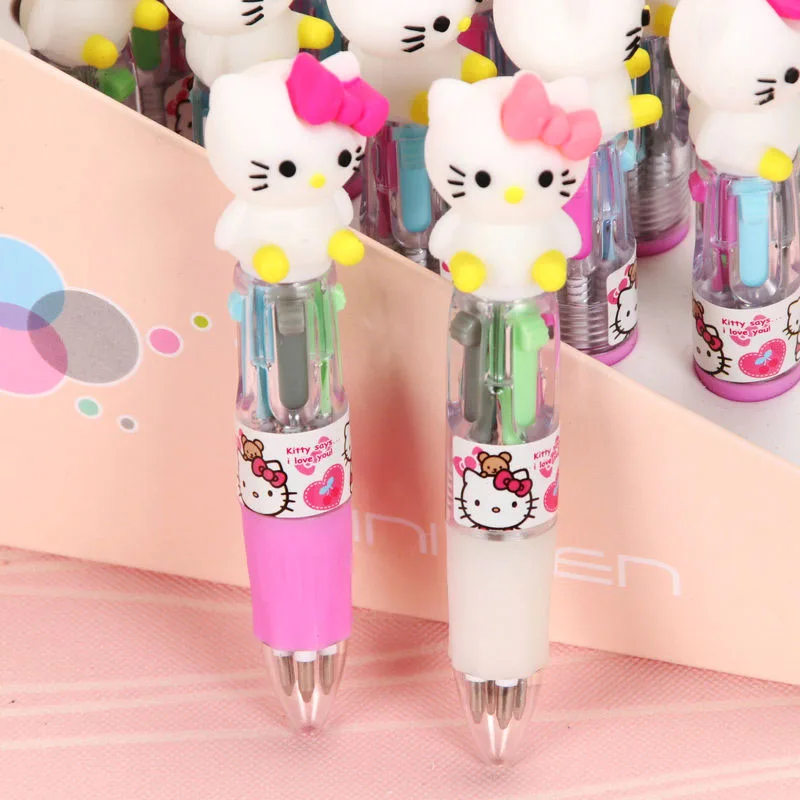 

Hello Kitty Kawaii Short Silicone Four-Color Ballpoint Pen Small and Portable