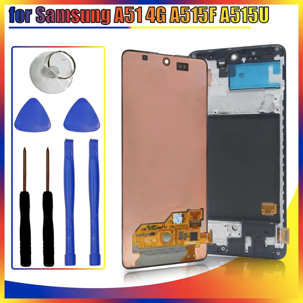 Супер AMOLED ЖК-дисплей для Samsung A51 4G A515F с цифровым преобразователем сенсорного