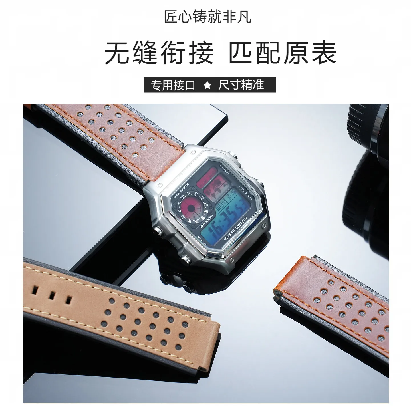 Фото Ремешок для часов AE1200 из натуральной кожи для Casio AE-1200WH AE-1300, мужской ремешок из воловьей кожи, выпуклый, 18 мм, мягкий браслет №5