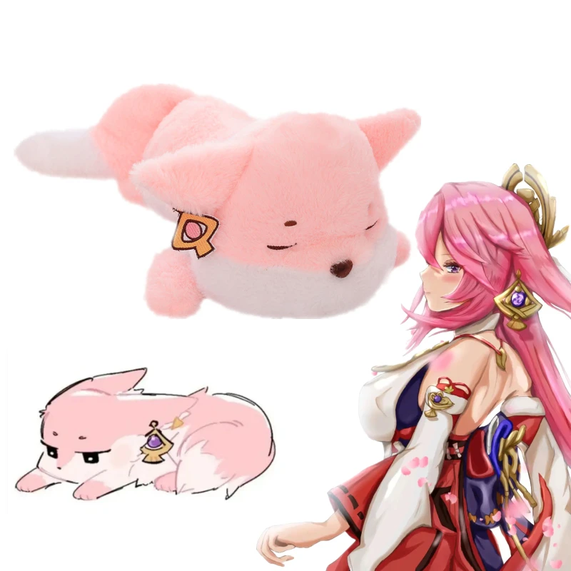 

30-60cm Genshin Impact Yae Miko Fox Plush Toy Soft Throw Pillow Stuffed Anime Pink Foxes Plushies Cosplay Props Plushies Gifts