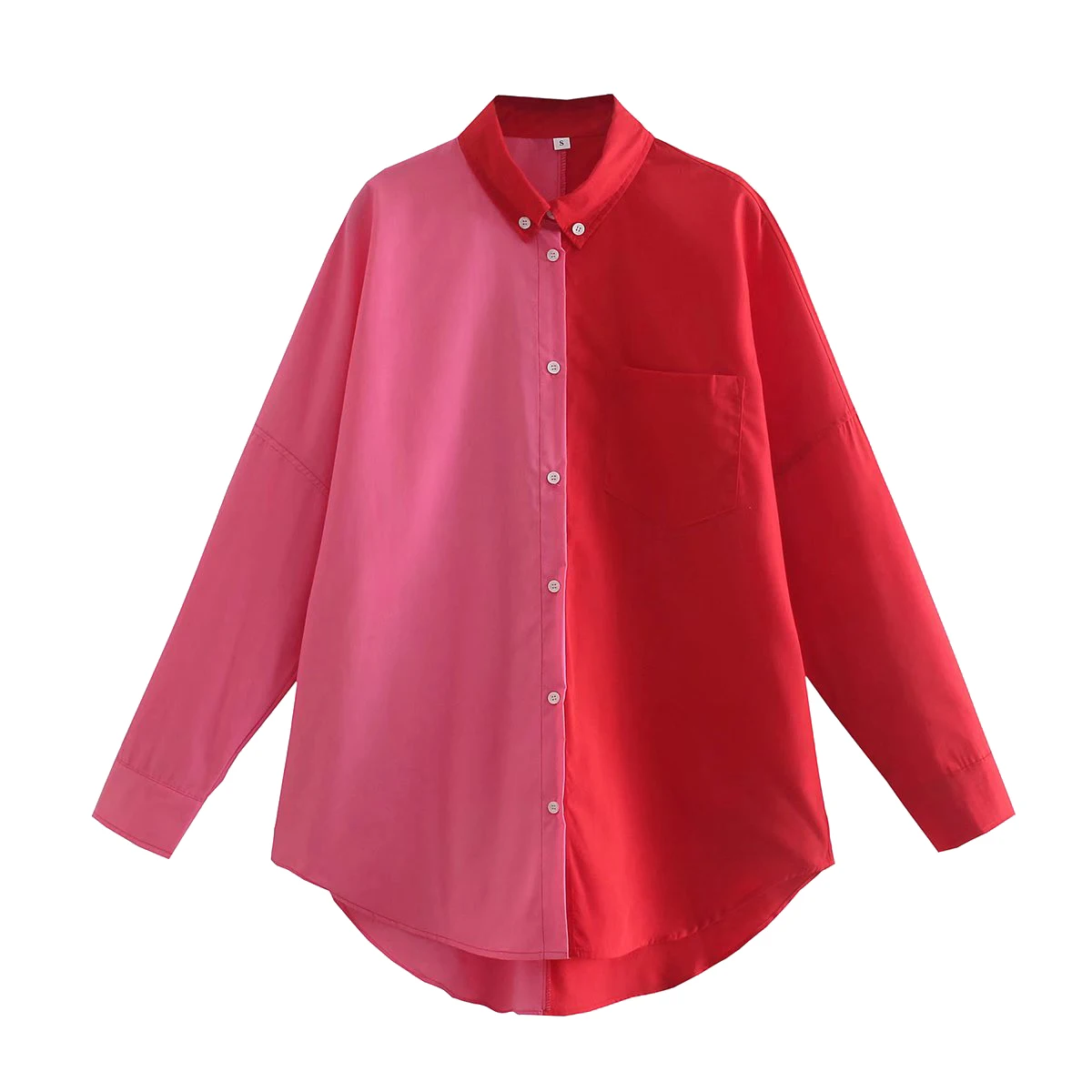 

Women's Shirt Top European and American Style Loose and Lazy Contrasting Color Design All-match Casual Classic Spring Autumn Top