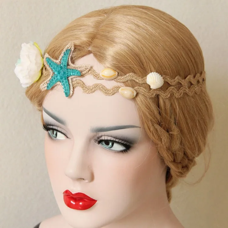 Пляжные отпускные украшения для волос женские повязки на голову гирлянды