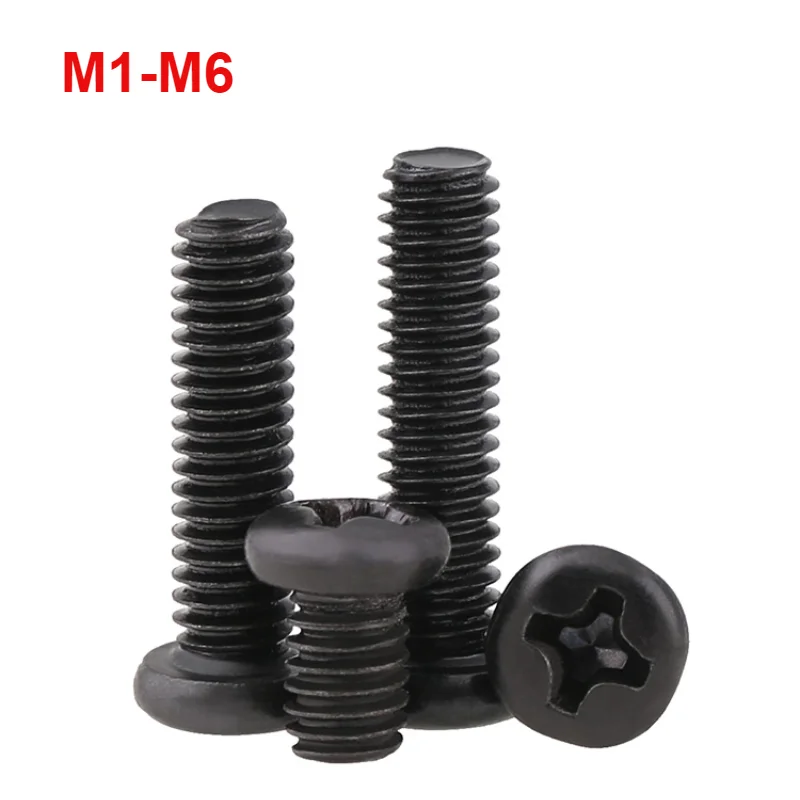 

Черные винты Huiruixin Phillips с круглой головкой M1-M6 из углеродистой стали