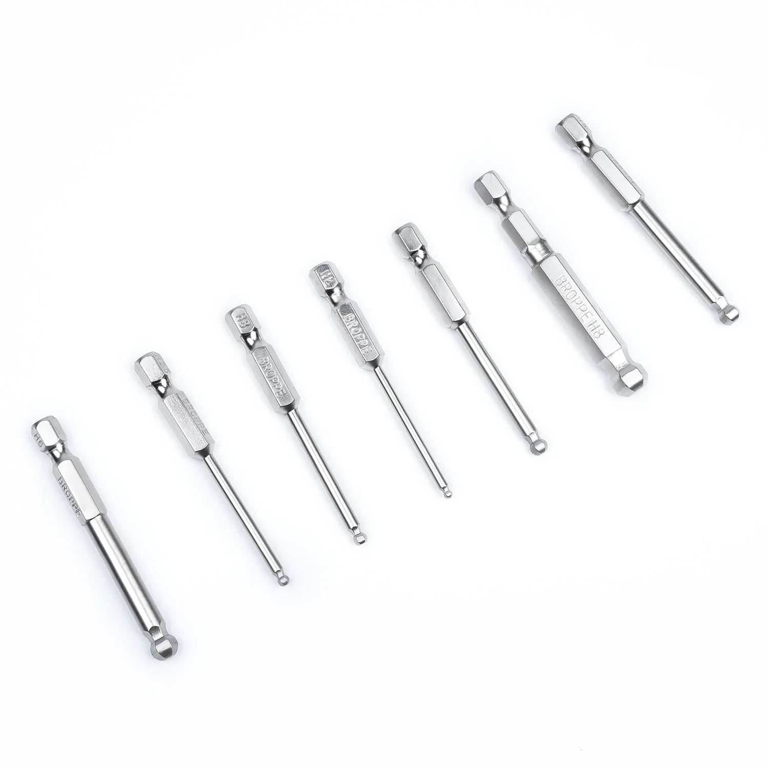 

Silver Screwdriver Bit 7pcs High Precision Magnetic Ball Head 1/4inch Hex Shank 65mm 2/2.5/3/4/5/6mm Practical