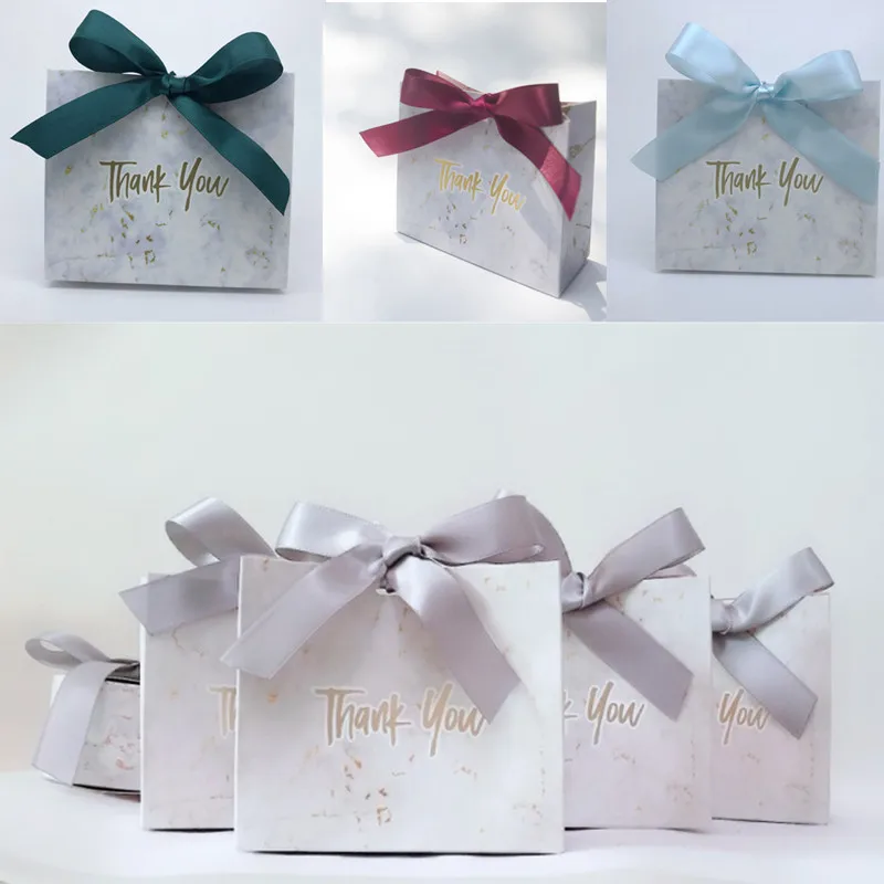 

Paper Square Gift Boxes with Ribbon Small Mini Grey Marble Bag for DIY Wedding and Party Favours Handmade Soap & Candy Chocolat