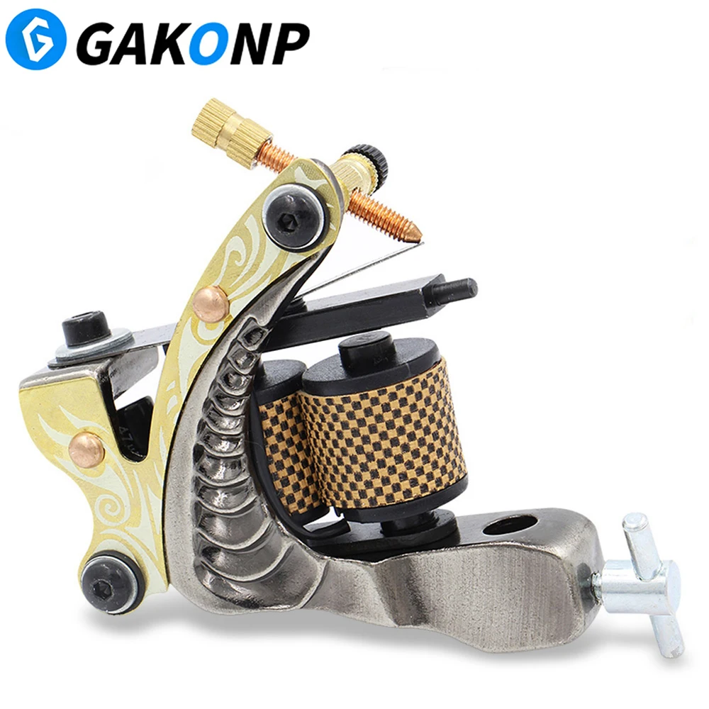 

Professional Coils Tattoo Machine 10 Wrap Yellow Lining Tattoo Guns Supplies for Liner Shader Tattoo Permanent makeup